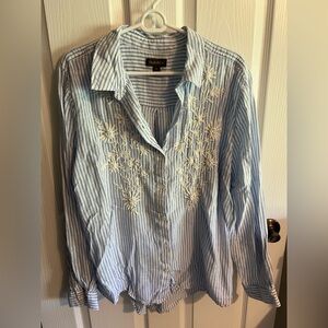 Striped embroidered top